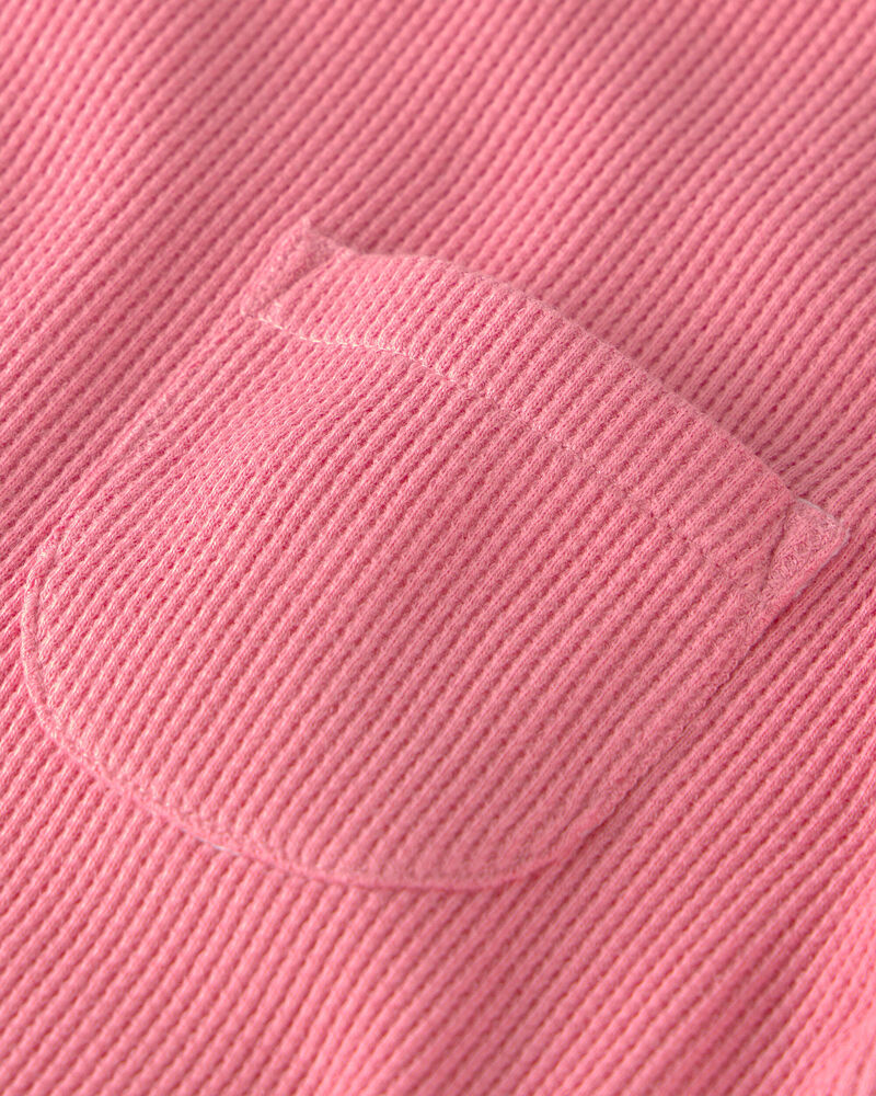 Girls 2-Piece Organic Cotton Waffle Knit Top & Short Set, image 3 of 5 slides