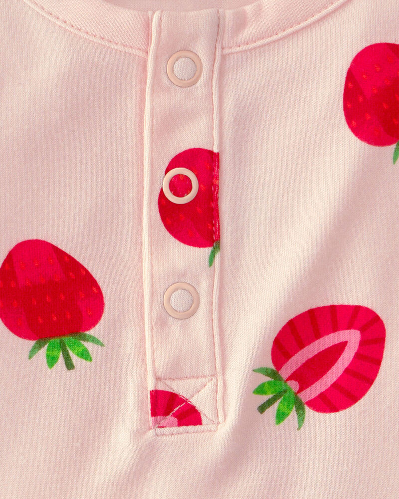 Baby Girl Strawberry PurelySoft Romper - Pink, image 2 of 5 slides