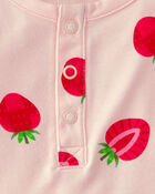 Baby Girl Strawberry PurelySoft Romper - Pink, image 2 of 5 slides