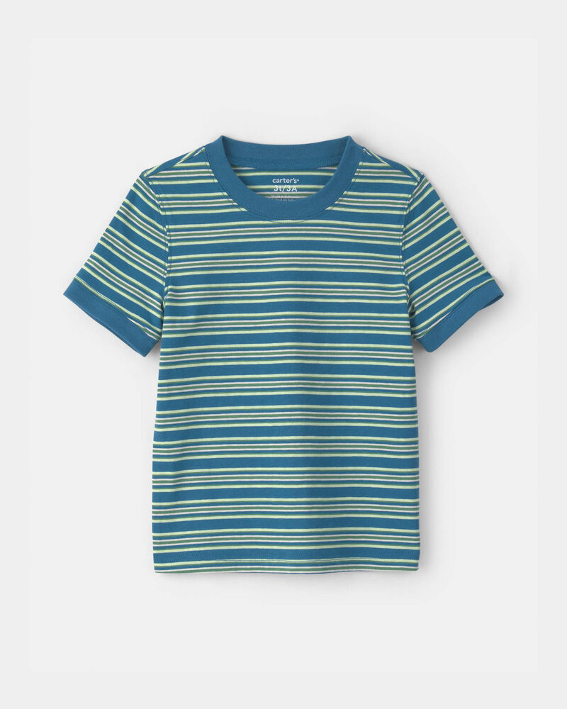 Toddler Boy Striped Short-Sleeve T-Shirt - Blue/Green, image 1 of 3 slides