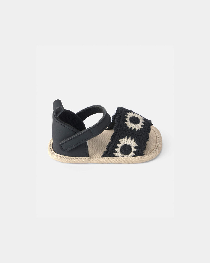 Baby Girl Crochet Sandals - Black, image 2 of 6 slides