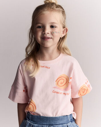 Toddler Girl 'My Own Pace' Snail High-Low Dolman Tee - Light Pink, 