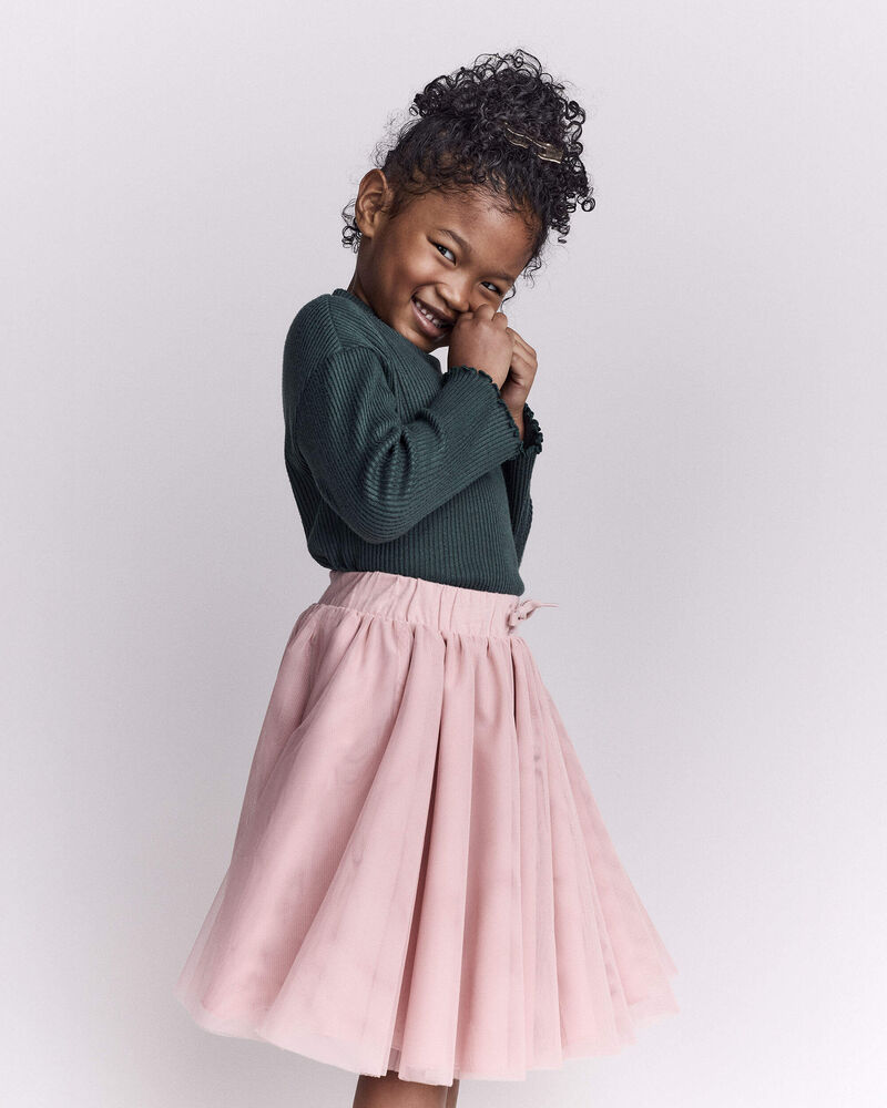 Toddler Girl Mock Neck Long-Sleeve Top - Dark Green, image 5 of 6 slides