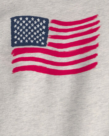 Baby American Flag Short-Sleeve Romper - Grey/Blue/Red, 