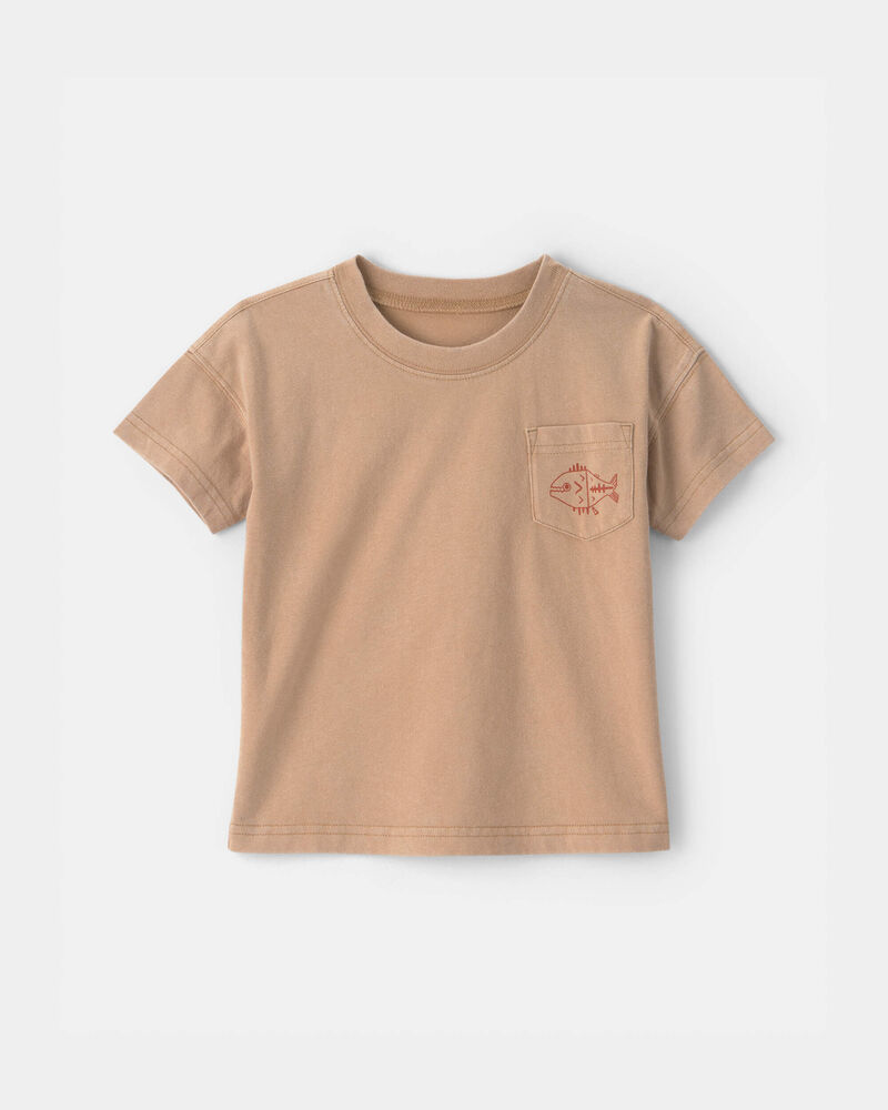 Toddler Boy Fish Pocket Tee - Brown, image 1 of 3 slides