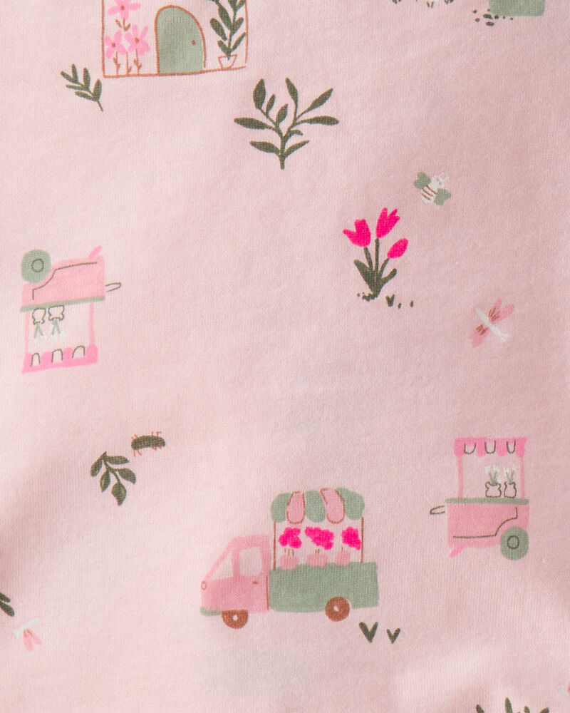 Baby Girl 2-Piece Flower Truck Top & Short Set - Pink, image 2 of 3 slides