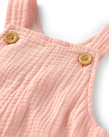 Baby Girl Organic Cotton Gauze Shortalls, 