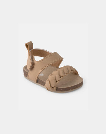 Baby Girl Braided Sandals - Brown, 