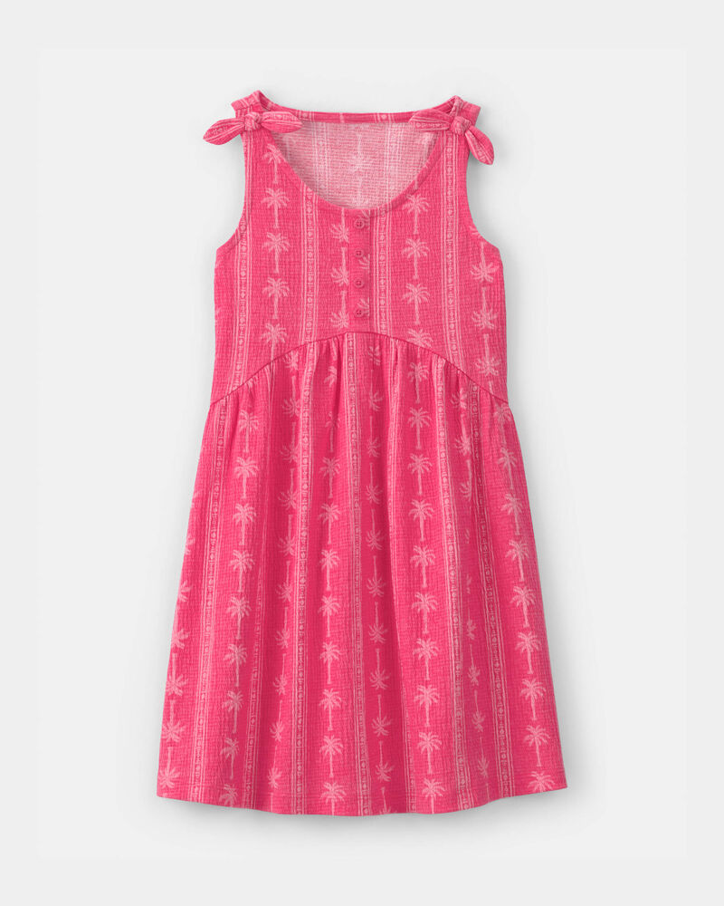 Girls Palm Tree Tank Dress - Pink, image 1 of 5 slides