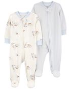Baby 2-Pack 2-Way Zip Sleep & Play Pajamas, image 4 of 6 slides