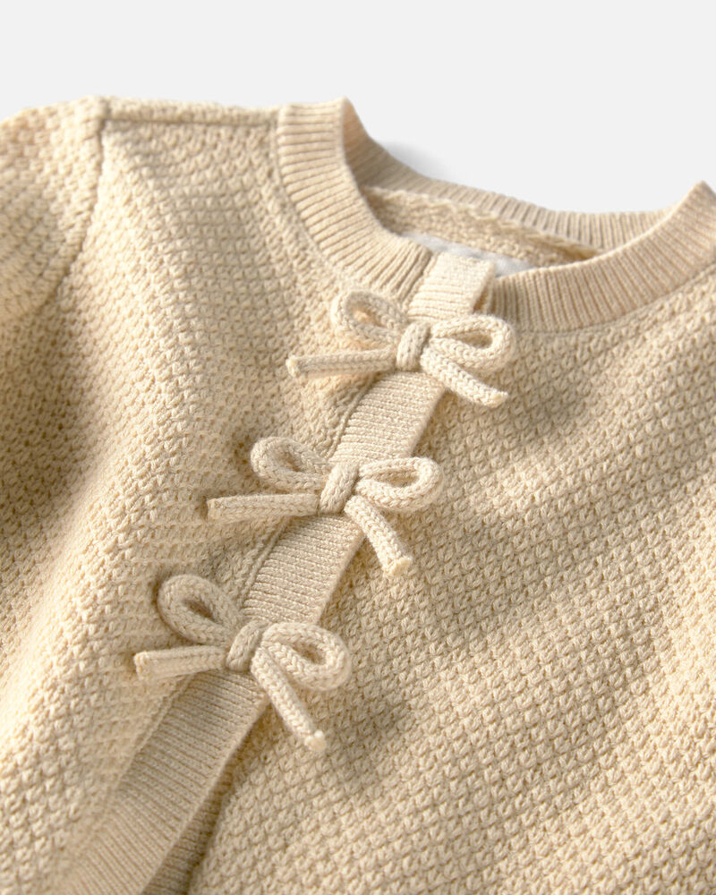 Baby Girl Organic Cotton Sweater Knit Cardigan, image 3 of 5 slides