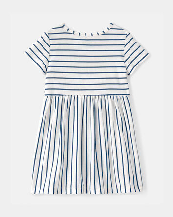 Toddler Girl Striped Short-Sleeve Dress - Blue/Ivory, 