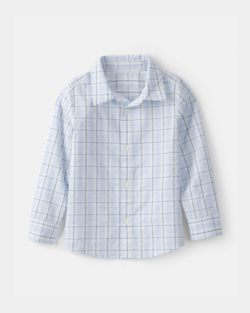 Boys 2-Piece Button-Down Shirt & Pant Set - Blue/Brown, image 2 of 7 slides