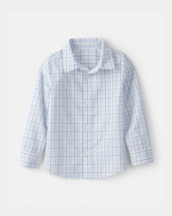 Boys Plaid Button-Down Shirt - Blue, 