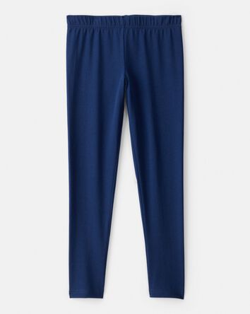 Girls Cotton Stretch Leggings - Navy, 