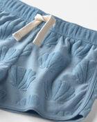 Toddler Girl 2-Piece Terry Top & Short Set Made with Organic Cotton in Blue Seashells, image 3 of 5 slides