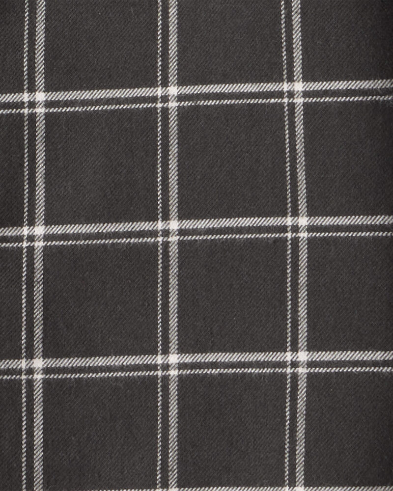 Boys Plaid Cotton Long-Sleeve Button-Down Shirt - Black, image 2 of 3 slides