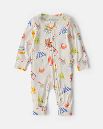 Baby Beach PurelySoft&trade; 2-Way Zip Sleep & Play Pajamas - Cream, 