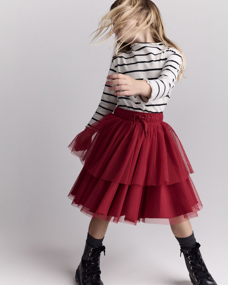 Toddler Girl Striped Mock Neck Ruffle Long-Sleeve Top - Black/White, image 3 of 6 slides