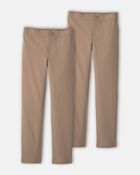 Girls 2-Pack Uniform Ponte Skinny Pants - Khaki, image 1 of 4 slides