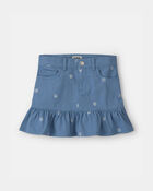 Girls Seashell Twill Ruffle Skirt - Medium Wash, image 1 of 4 slides