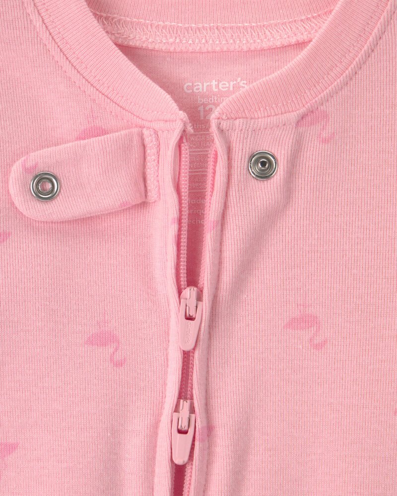 Baby Girl Flamingo 100% Cotton Snug Fit 1-Piece Pajama - Pink, image 2 of 5 slides