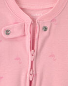 Baby Girl Flamingo 100% Cotton Snug Fit 1-Piece Pajama - Pink, image 2 of 5 slides