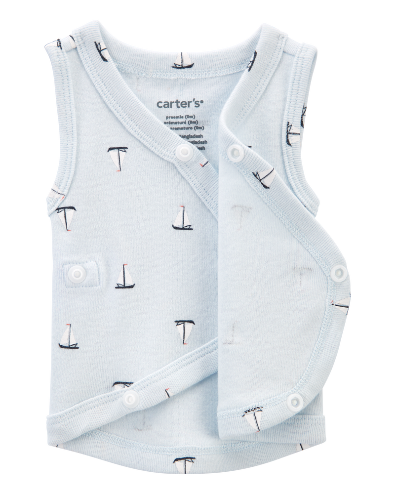 Baby Boy Preemie Sailboat Tank - Blue, image 3 of 5 slides