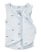 Baby Boy Preemie Sailboat Tank - Blue, image 3 of 5 slides