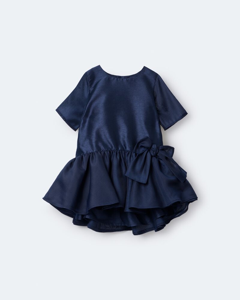 Toddler Girl Drop Waist Short-Sleeve Dress - Navy, image 2 of 6 slides