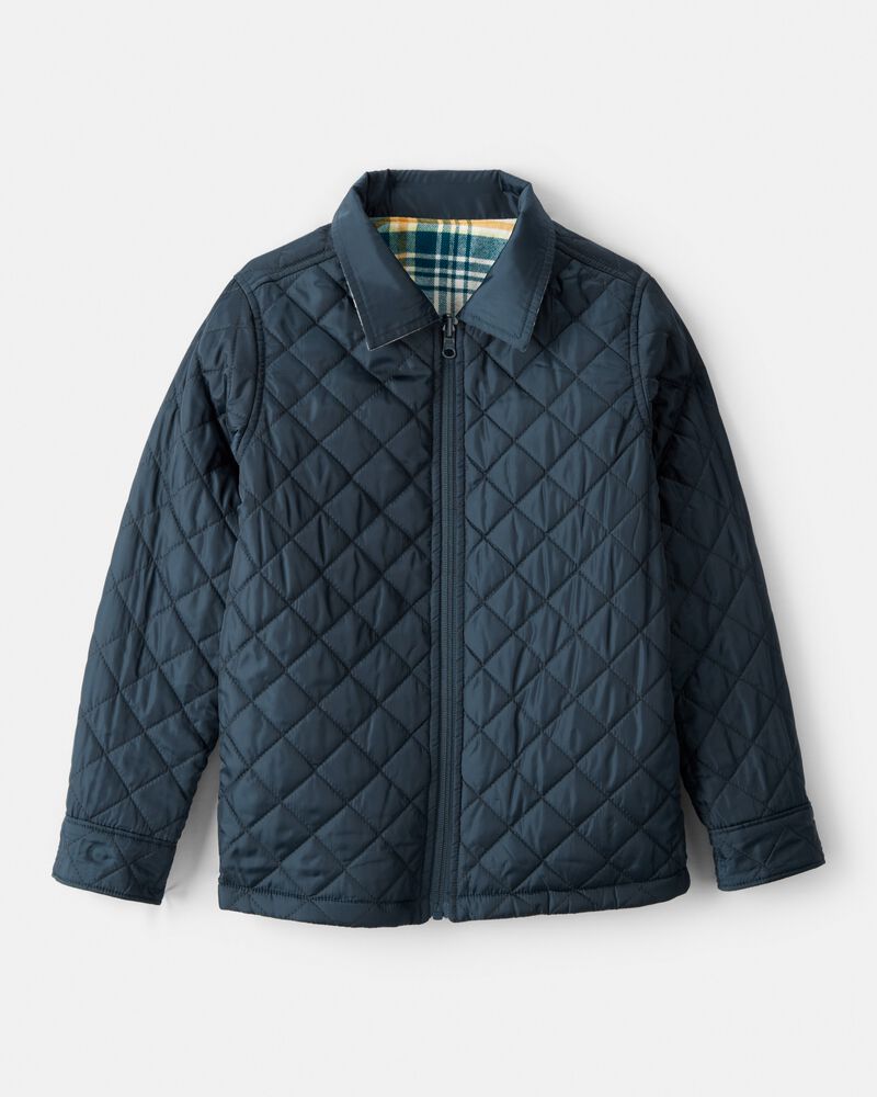 Boys Plaid Long-Sleeve Fashion Jacket - Green, image 2 of 4 slides