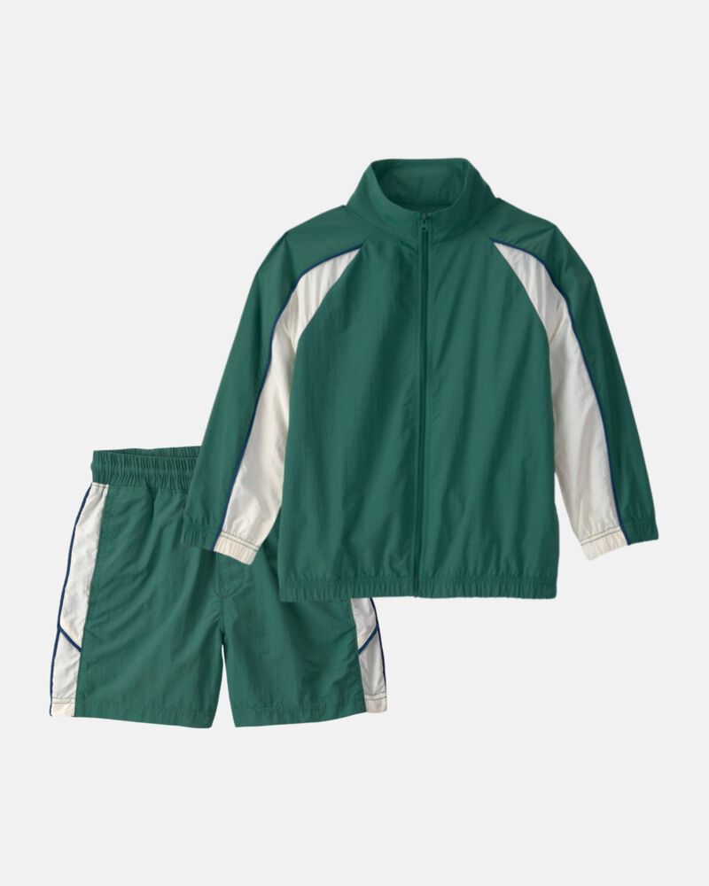Boys 2-Piece Colorblock Active Windbreaker & Shorts Set - Green
, image 1 of 8 slides