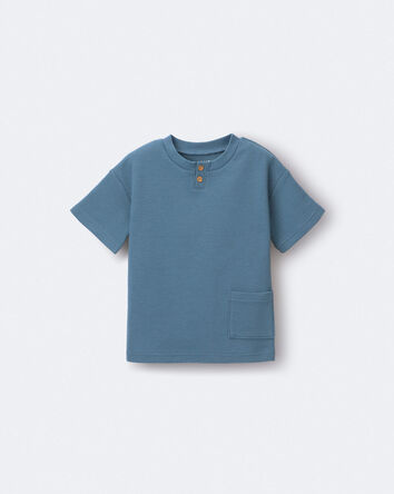 Toddler Boy Henley Tee with Pocket - Slate Blue, 