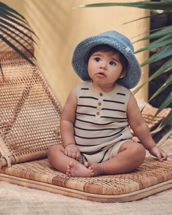 Baby Organic Cotton Knit Romper in Stripes, 
