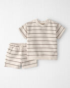 Toddler 2-Piece Organic Cotton Top & Short Set in Stripes, image 1 of 5 slides