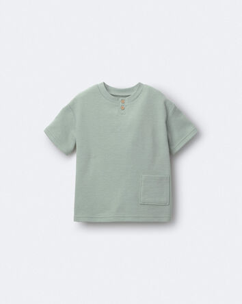 Toddler Boy Henley Tee with Pocket - Sage, 