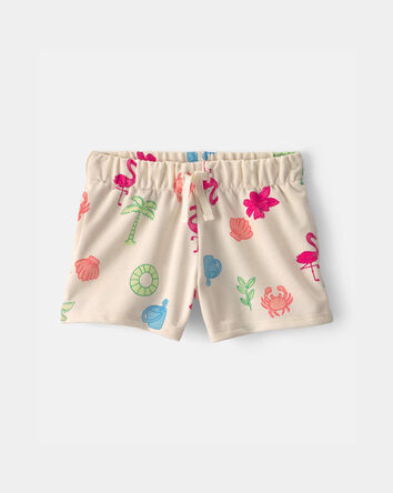 Baby Girl Beach French Terry Shorts - Cream, 