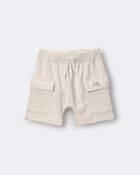 Toddler Boy French Terry Cargo Short with Pockets - Cream, image 2 of 7 slides