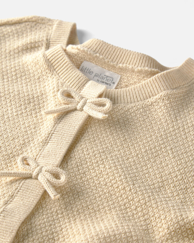 Girls Organic Cotton Sweater Knit Cardigan, image 2 of 4 slides