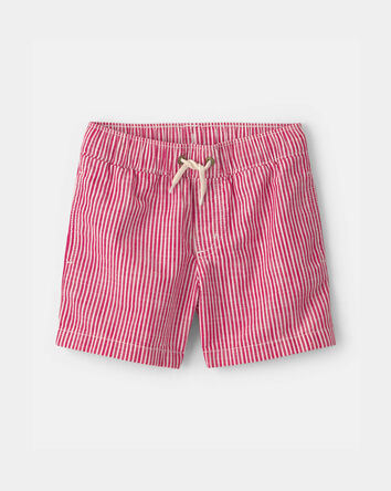 Toddler Boy Hickory Stripe Shorts - Red/Ivory, 