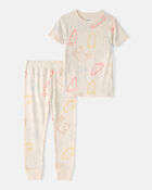 Toddler Easter Bunny 100% Cotton Snug Fit 2-Piece Pajama Set - Cream, image 1 of 4 slides