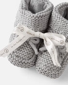 Baby Organic Cotton Crochet Booties in Gray, image 2 of 4 slides