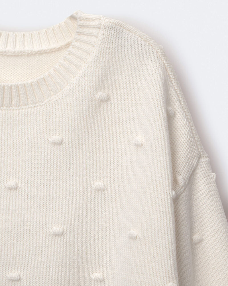 Toddler Girl Popcorn Sweater - Cream, image 6 of 6 slides