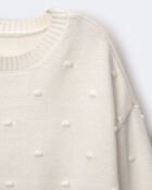 Toddler Girl Popcorn Sweater - Cream, image 6 of 6 slides