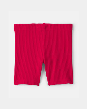 Toddler Girl Rib Bike Shorts - Red, 