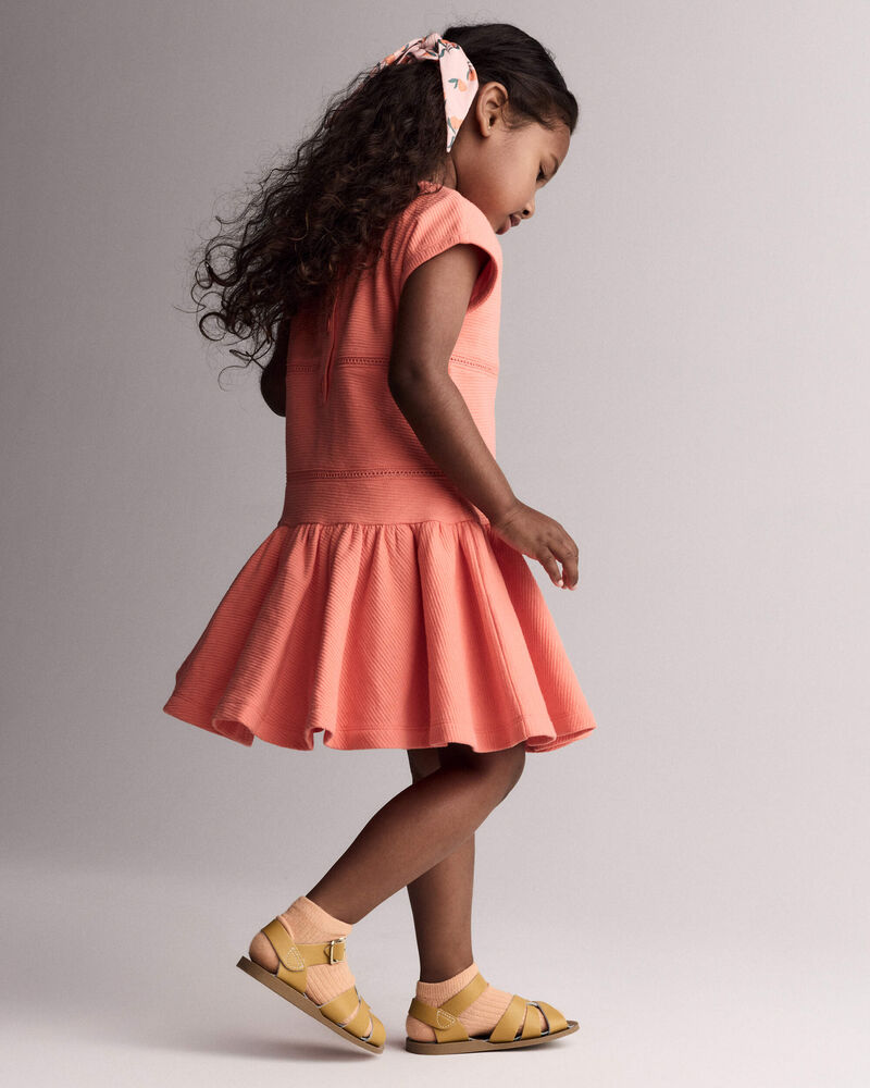 Toddler Girl Drop Waist Short-Sleeve Dress - Orange, image 5 of 6 slides