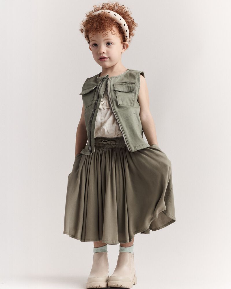 Toddler Girl Avenue Twirl&trade; Midi Skirt - Olive, image 4 of 8 slides