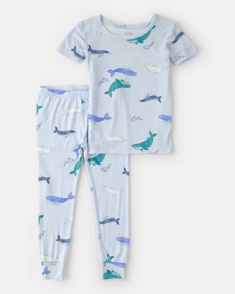 Toddler Boy Whale PurelySoft Short-Sleeve Snug Fit 2-Piece Pajama Set - Blue, image 1 of 7 slides