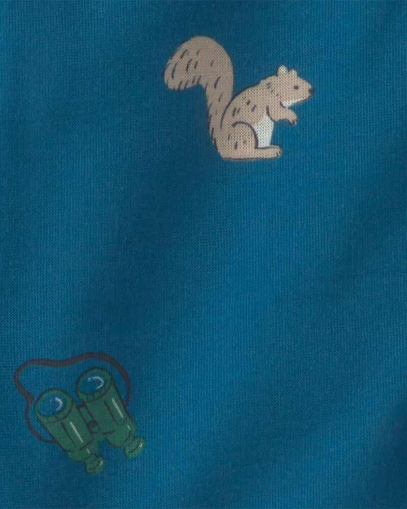 Toddler Boy Camp Short-Sleeve 2-Piece Pajama Set - Blue, image 3 of 6 slides