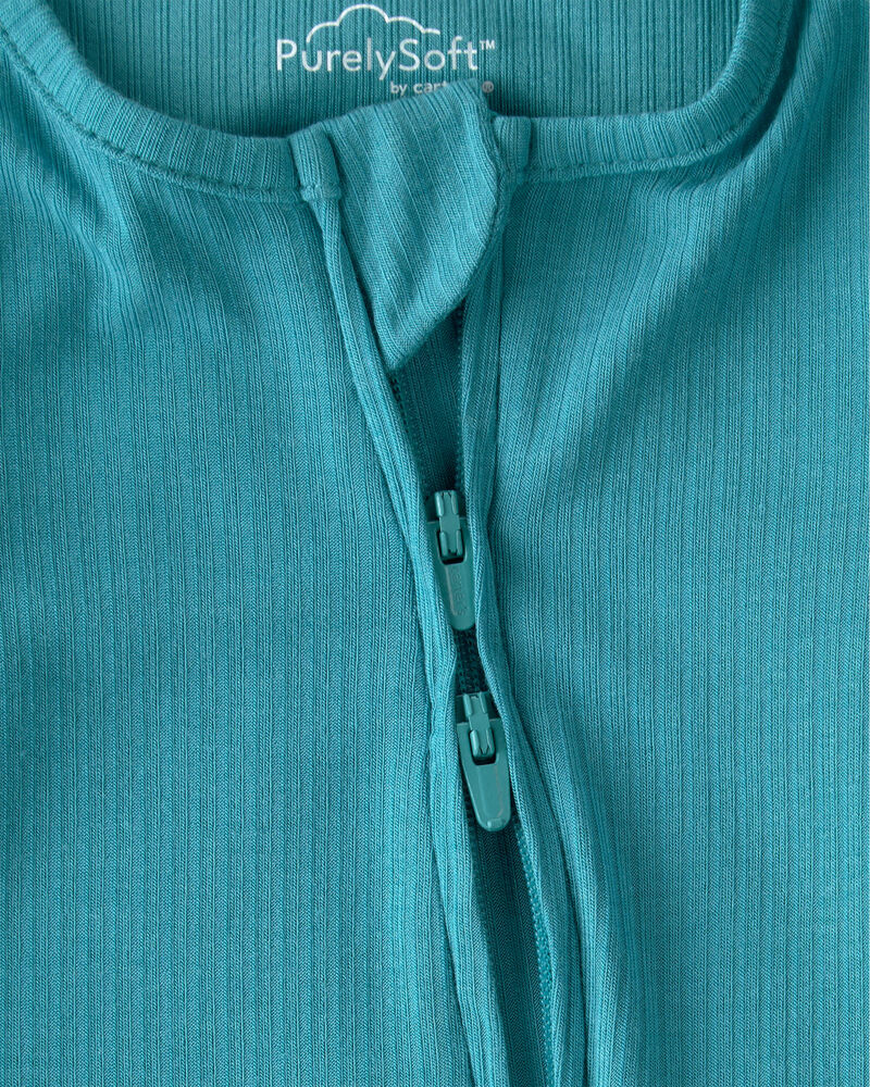 Baby PurelySoft 2-Way Zip Sleep & Play Pajamas - Blue, image 6 of 9 slides